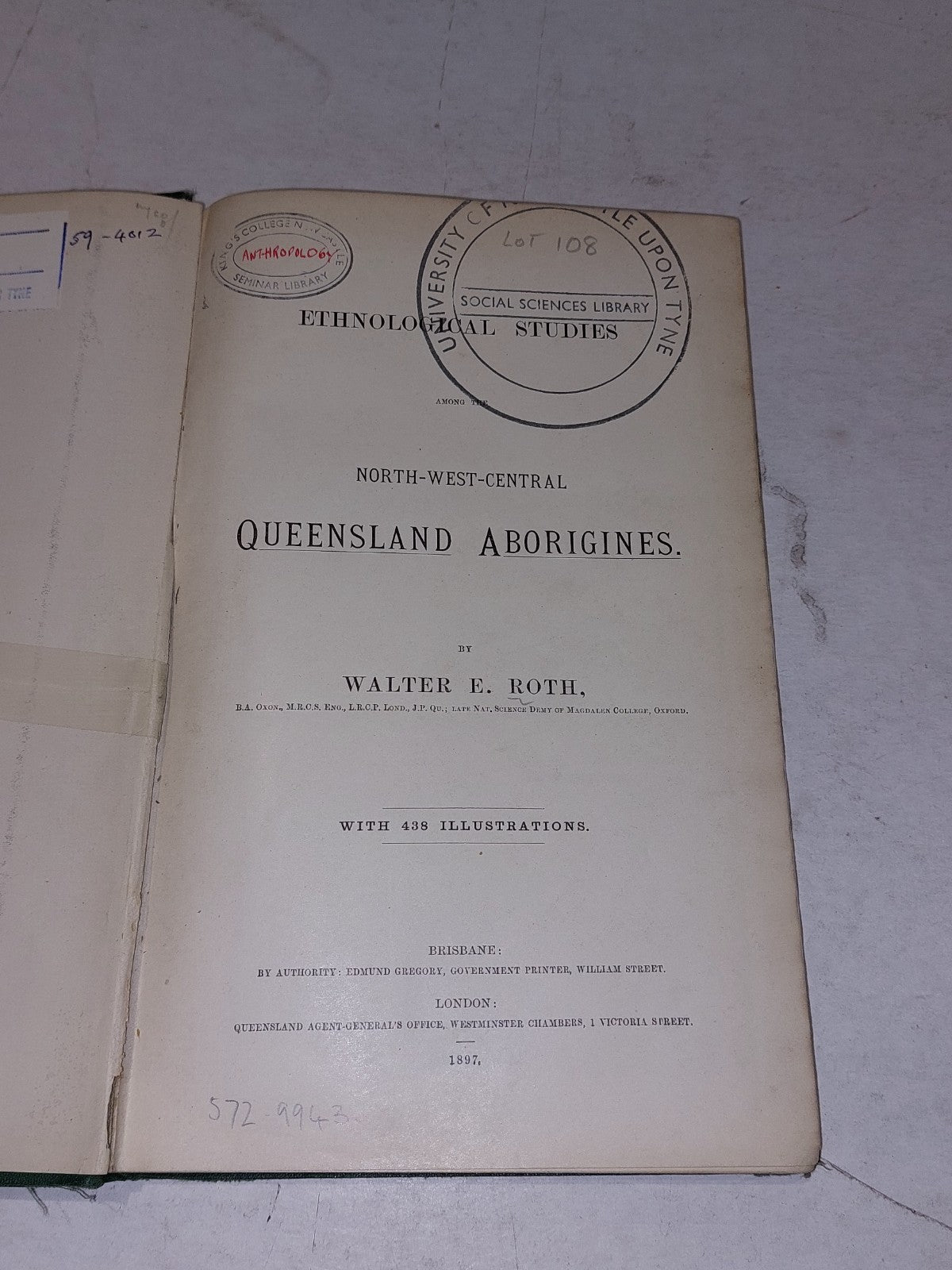 Ethnological Studies among the North-West-Central Queensland Aborigines 1st Ed4
