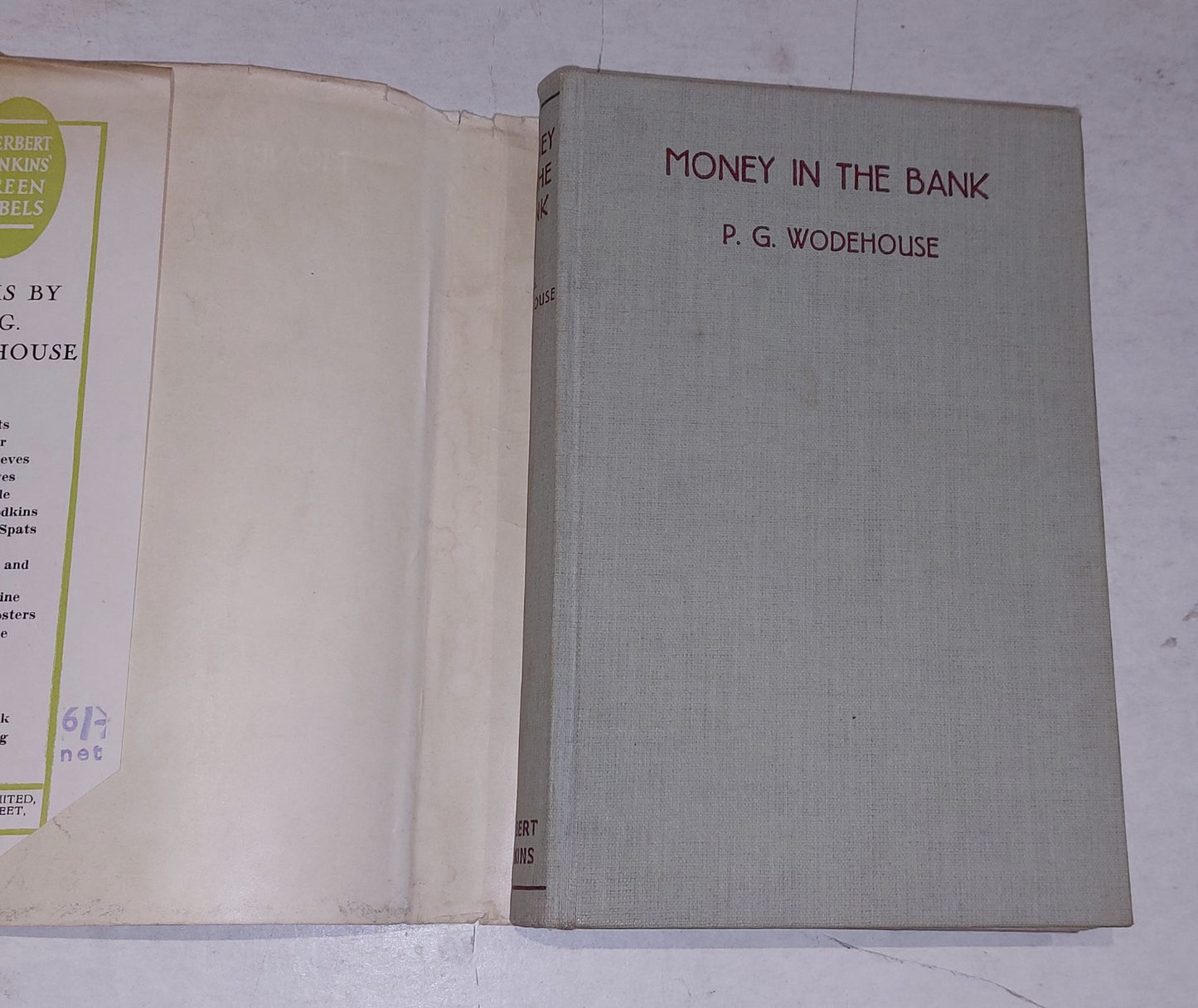 PG Wodehouse, Money In The Bank [Herbert Jenkins] 1st Ed / 1st Printing With DJ4