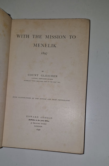 1898 With the Mission to Menelik Count Gleichen 1st Edition. 9