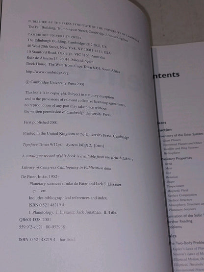 Planetary Sciences Imke de Pater Jack J. Lissauer 1st Print Hardcover Cambridge3
