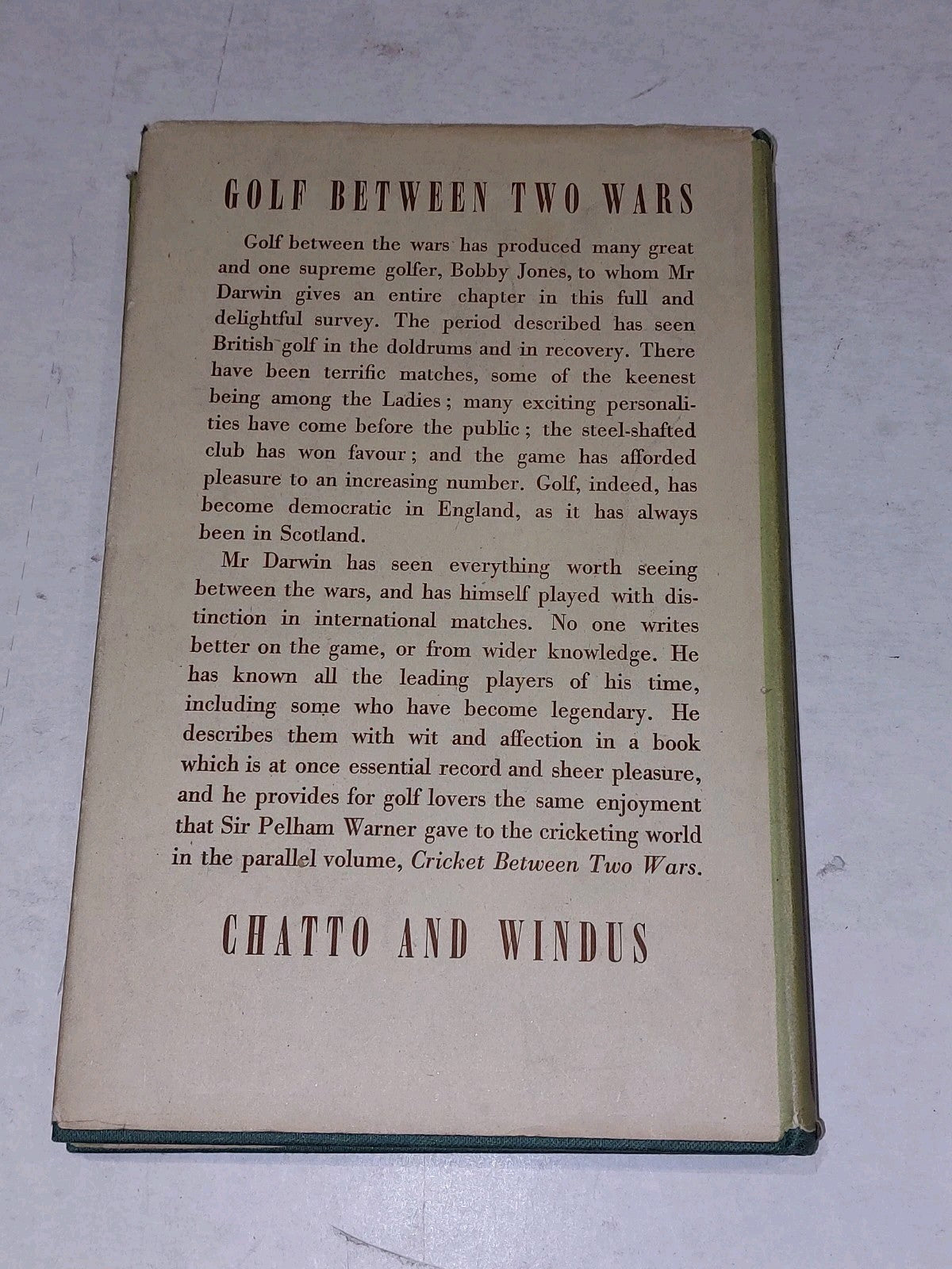 Golf Between Two Wars, Bernard Darwin 2nd Impression (1947) [Chatto & Windus] DJ2