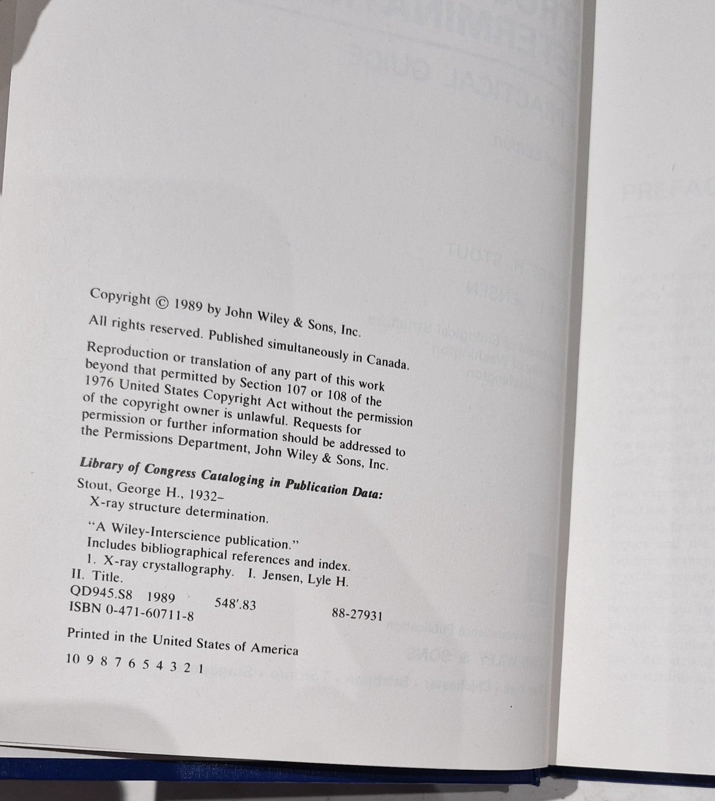 XRay Structure Determination 2nd Edition  G Stout & L Jenson (Hardcover, 1989)3