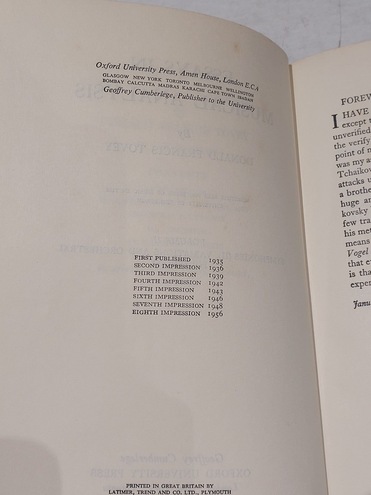 Essays In Musical Analysis By Donald Tovey (Vol  1 & 2) 1962 Books6