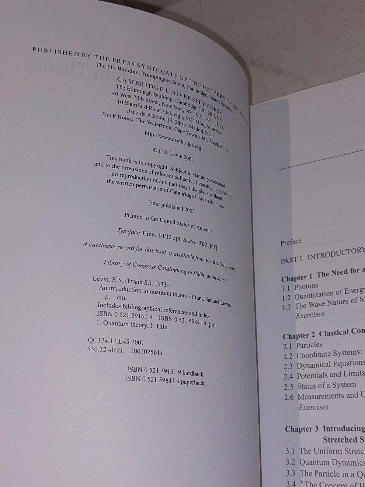 An Introduction to Quantum Theory, Levin, F. S. (2002) Pb Book2