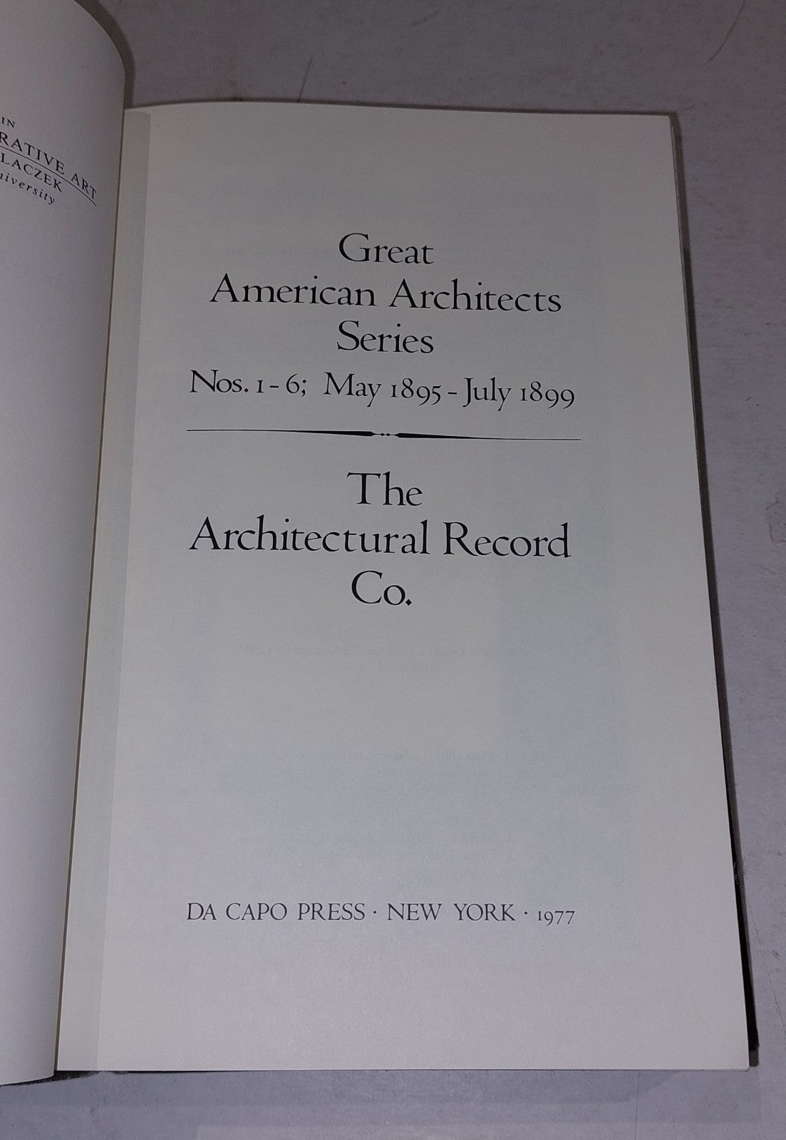 Great American Architect Series, Nos. 1-6, May 1895-july 1899 [Da Capo Press] Hb2