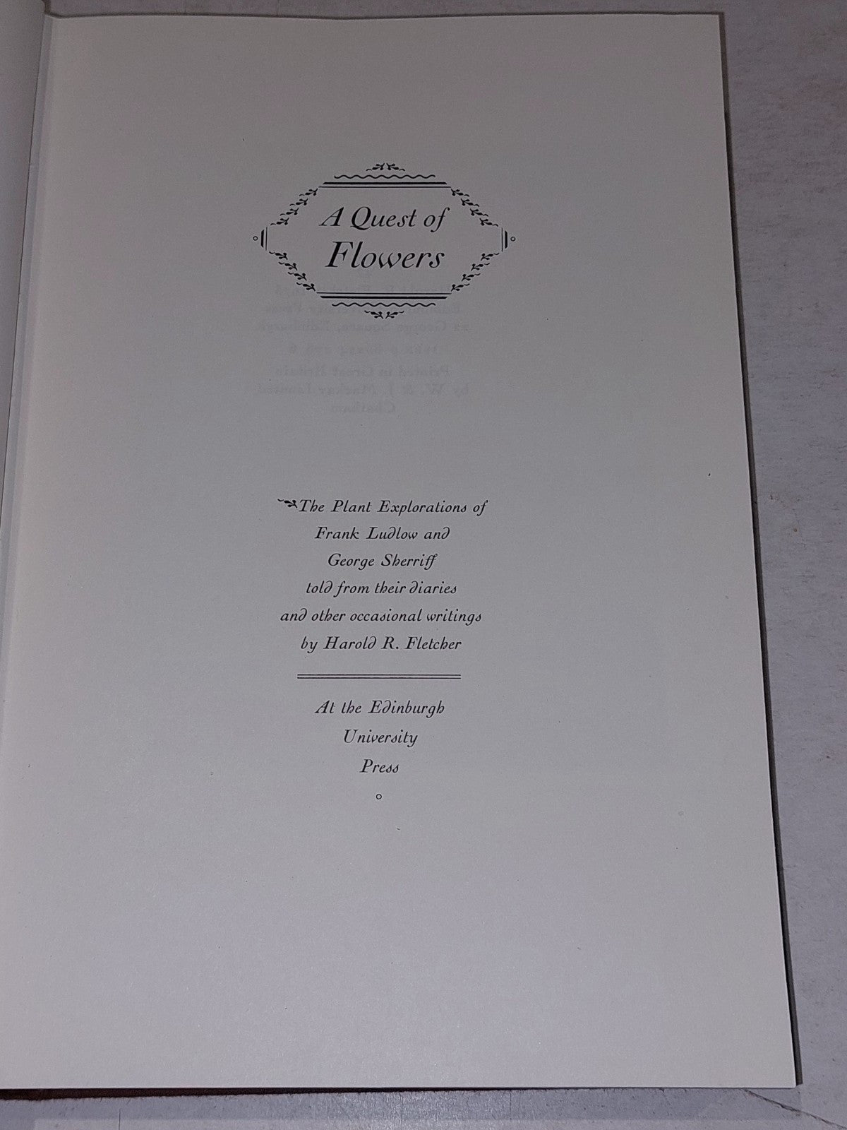 A Quest for Flowers by H.R. Fletcher. 1st.edition, (1975) Hb Book4