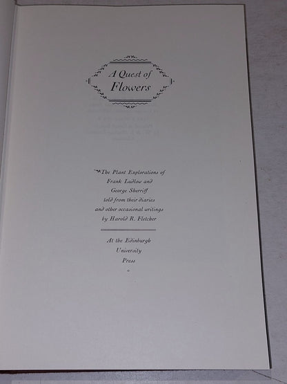 A Quest for Flowers by H.R. Fletcher. 1st.edition, (1975) Hb Book4
