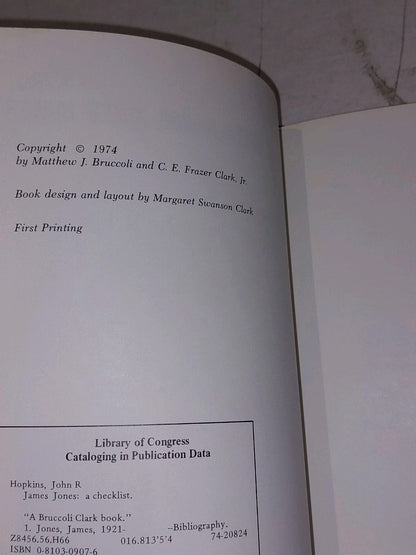 James Jones, A Checklist By John R Hopkins. Hardback 1974. 3