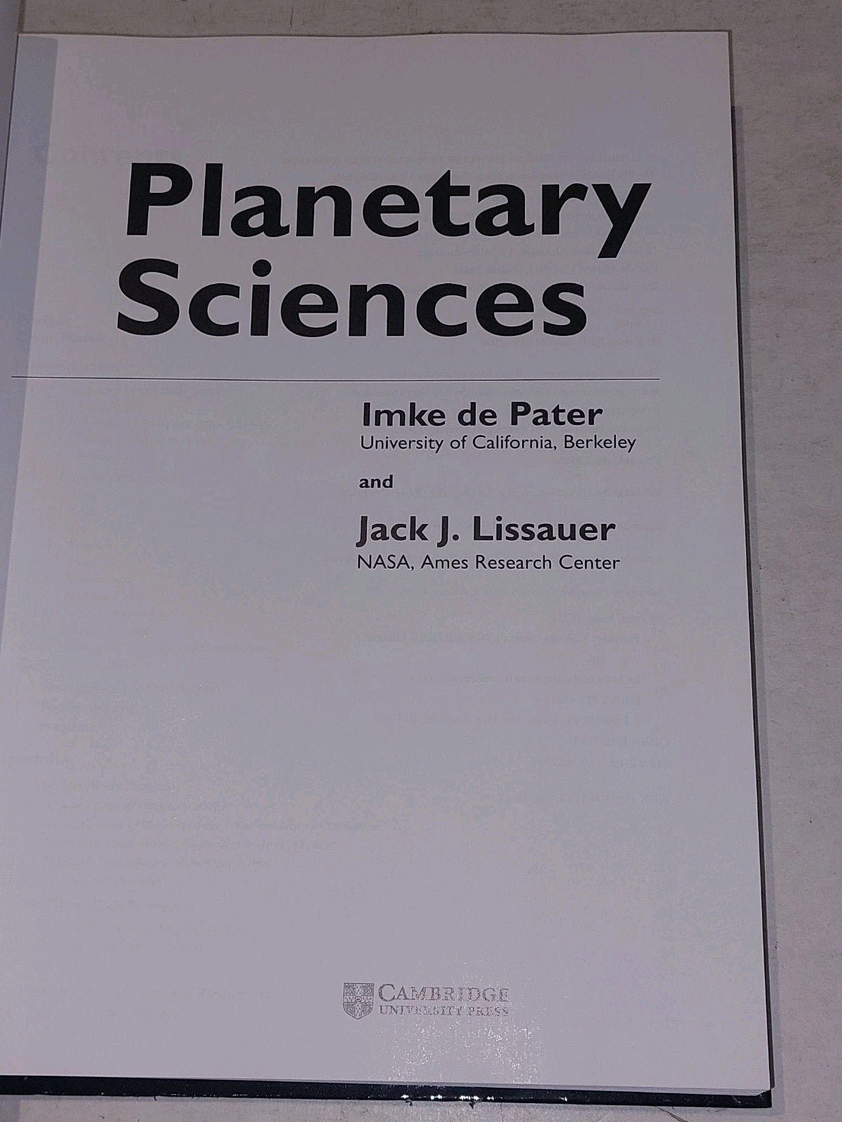 Planetary Sciences Imke de Pater Jack J. Lissauer 1st Print Hardcover Cambridge2
