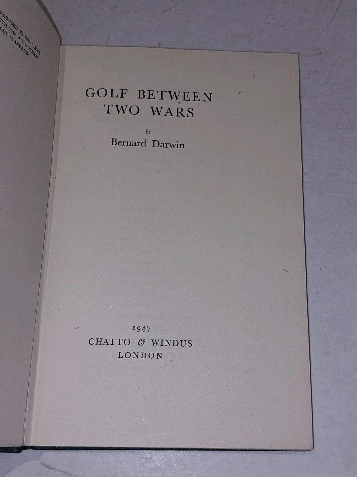 Golf Between Two Wars, Bernard Darwin 2nd Impression (1947) [Chatto & Windus] DJ5