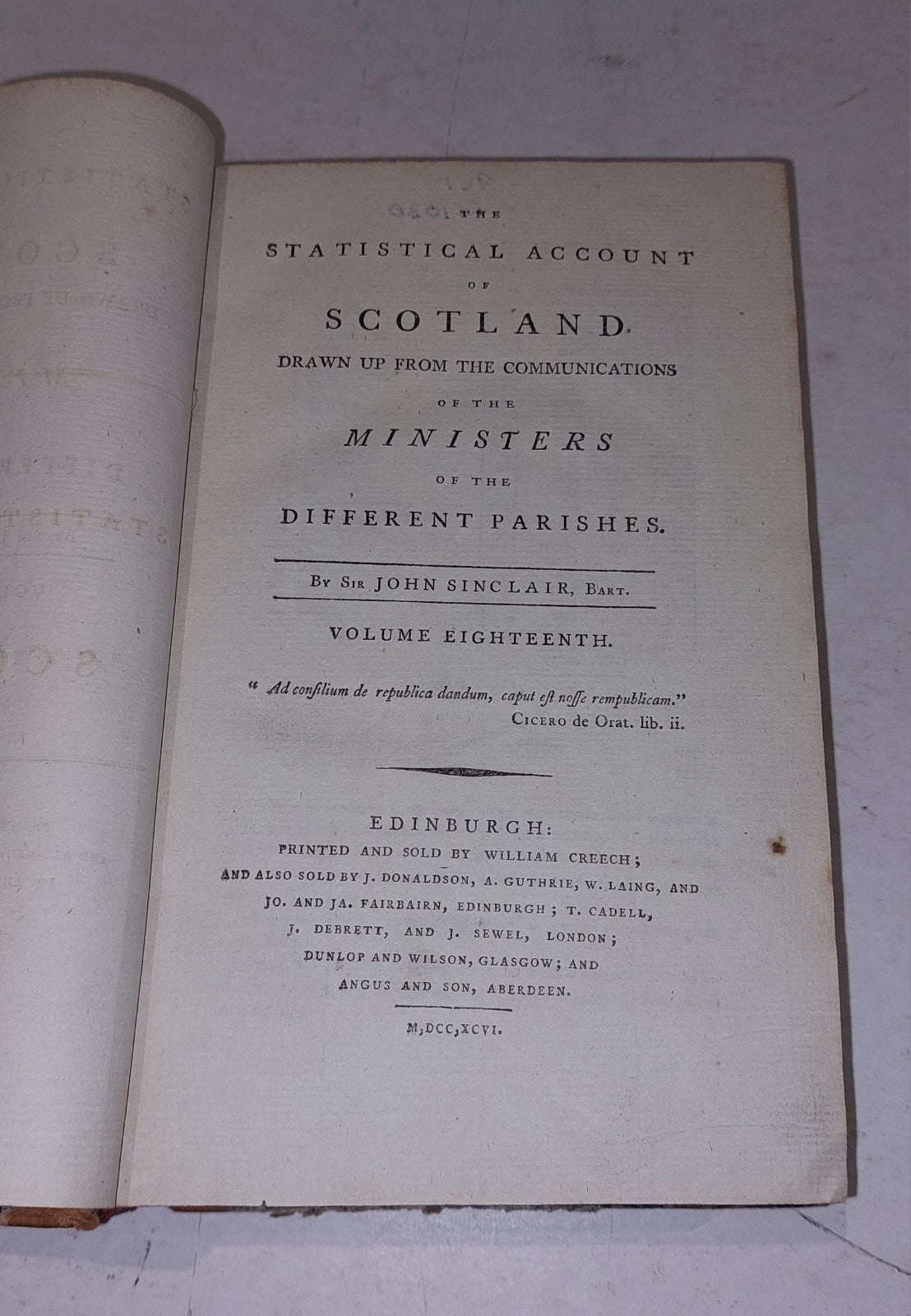 statistical account of scotland by john sinclair 1796 [Vol. 18] Hb Book3