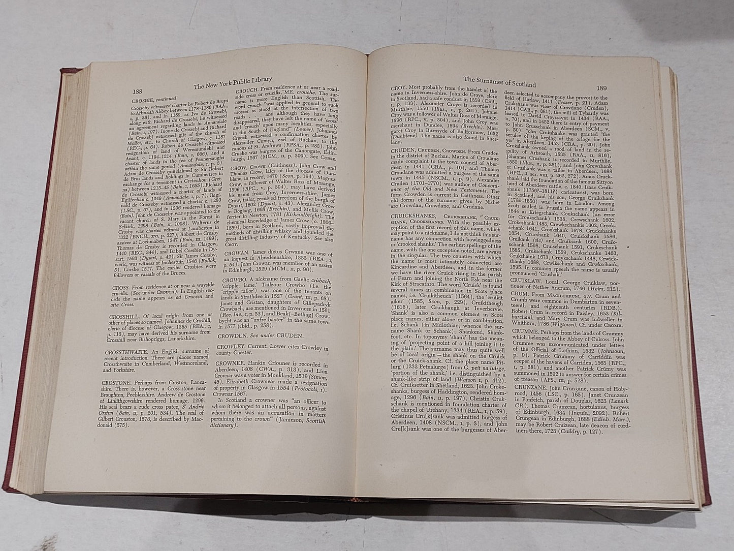 The Surnames Of Scotland Thier Origin Meaning & History, George F Black 1946 Hb 5