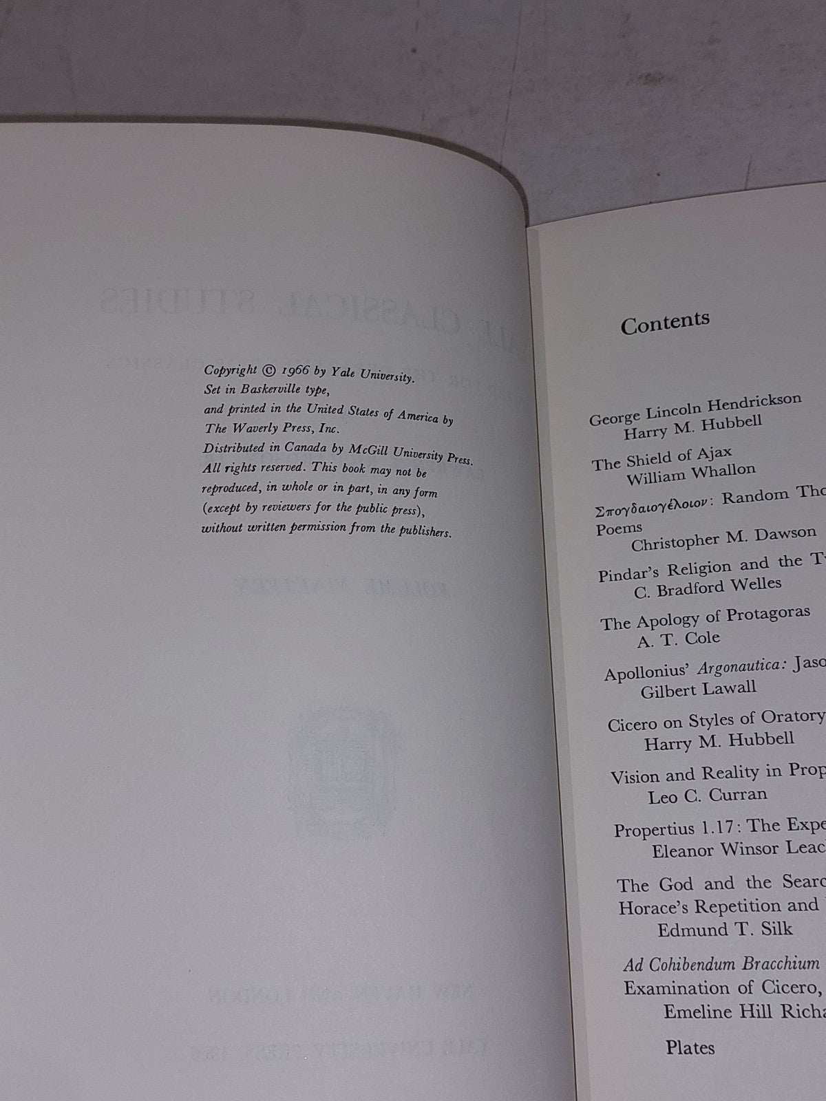 Lawrence Richardson / Yale Classical Studies [Vol. 19] 1st (1966) Hb Book4